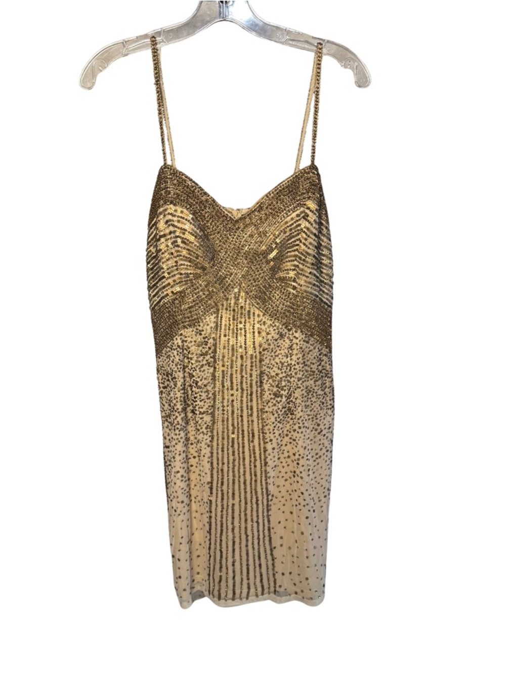 Alberto Makali NWT Gold Beaded Formal Mini Cocktail‎ Dress Size 8 Great Gatsby